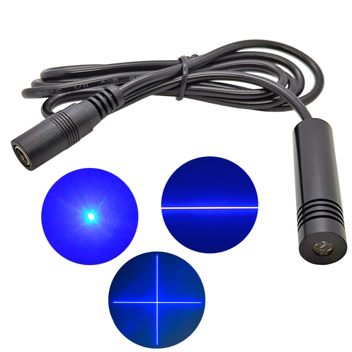 450nm 30mW~100mW Blue Laser Module Dot/Line/Crosshair Focus Adjustable Φ12x50mm